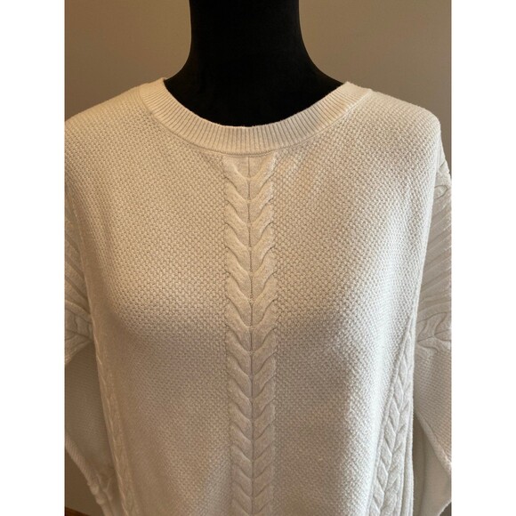 Cyrus Womens Sweater Size XL Cream Cable Knit Crew Neck Dolman Sleeves Stylish - Picture 2 of 12